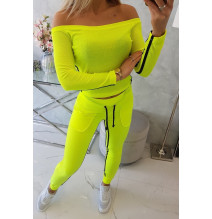 Női szett MI8958 dupla csíkkal neon sárga