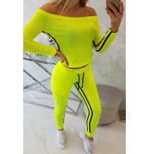 Női szett MI8958 dupla csíkkal neon sárga