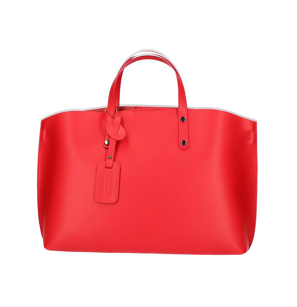 Piros bőr kézitáska 1417 OLASZORSZÁGBAN Készült