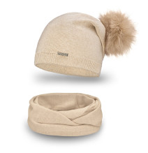 Női sapka és kacsar MI67B bézs