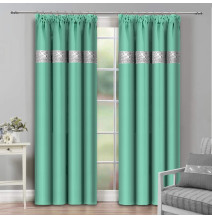 Függöny szalaggal és cirkonokkal 140x250 cm pisztácia