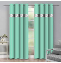 Függöny a gyűrűk cirkóniával 140x250 cm pisztácia