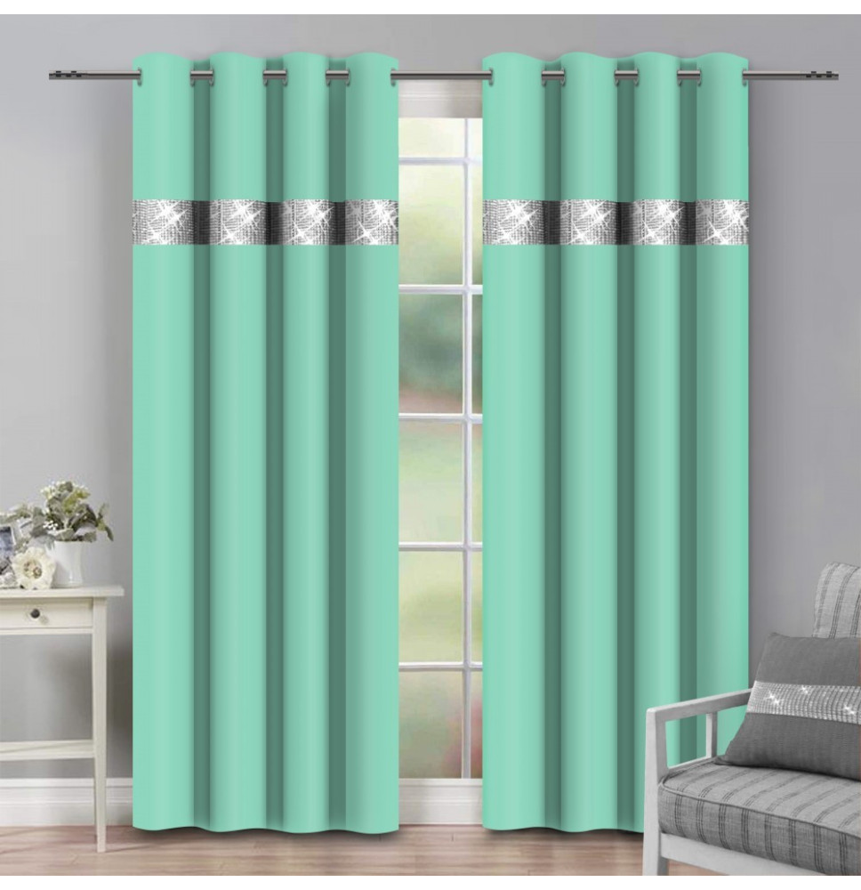 Függöny a gyűrűk cirkóniával 140x250 cm pisztácia