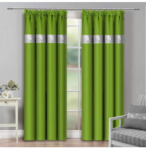 Függöny szalaggal és cirkonokkal 140x250 cm világos zöld