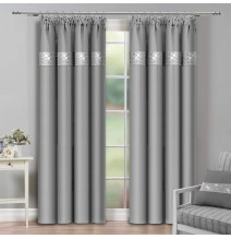 Függöny szalaggal és cirkonokkal 140x250 cm világos szürke