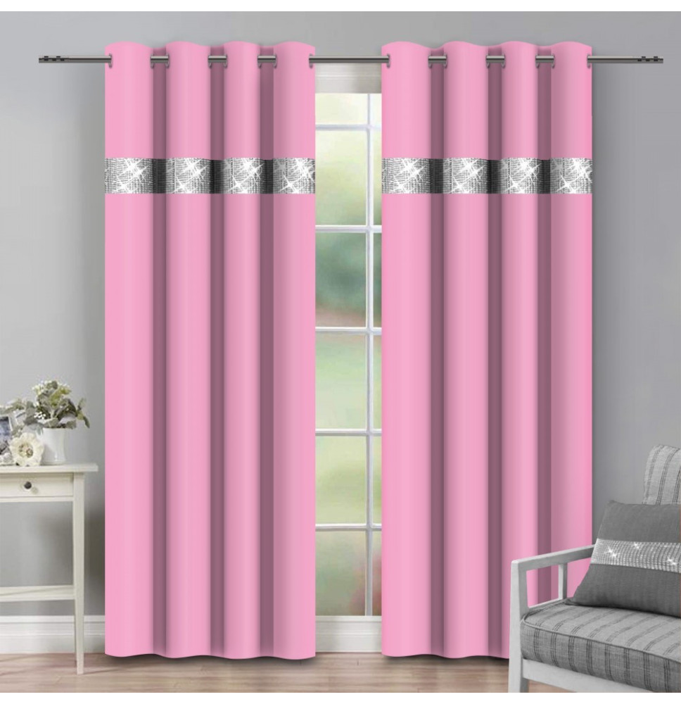 Függöny a gyűrűk cirkóniával 140x250 cm világos rózsaszín