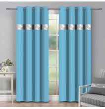 Függöny a gyűrűk cirkóniával 140x250 cm ceruleo