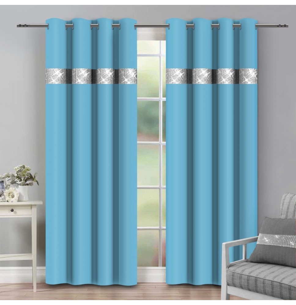 Függöny a gyűrűk cirkóniával 140x250 cm ceruleo