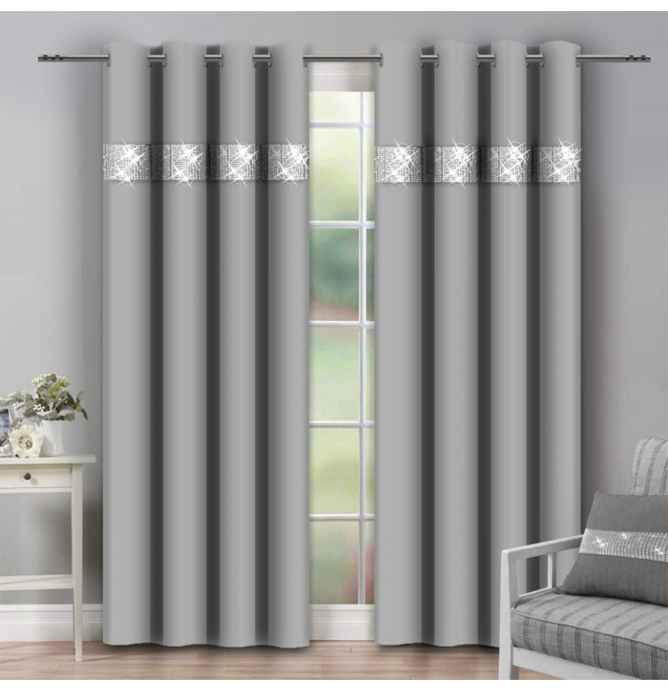 Függöny a gyűrűk cirkóniával 140x250 cm világos szürke