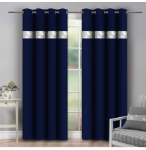 Függöny a gyűrűk cirkóniával 140x250 cm sötétkék