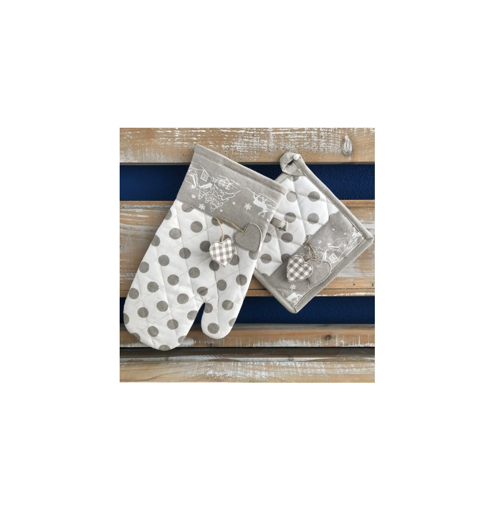 Konyhai kesztyű + edényszőnyeg Karácsony bézs