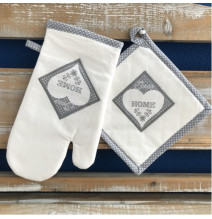 Konyhai kesztyű + edényszőnyeg Home szürke