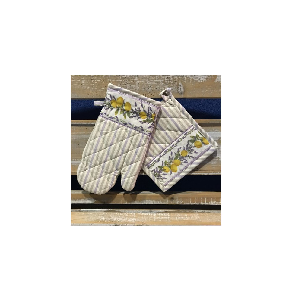 Konyhai kesztyű + edényszőnyeg Citrom és levendula