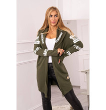 Kardigán felirattal MI033 khaki