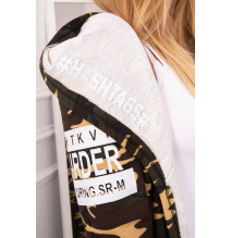 Kardigán felirattal MI033 khaki+bézs