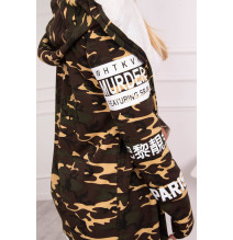 Kardigán felirattal MI033 khaki+bézs