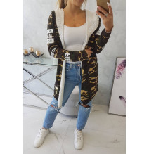 Kardigán felirattal MI033 khaki+bézs