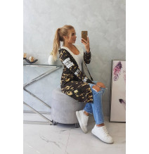 Kardigán felirattal MI033 khaki+bézs