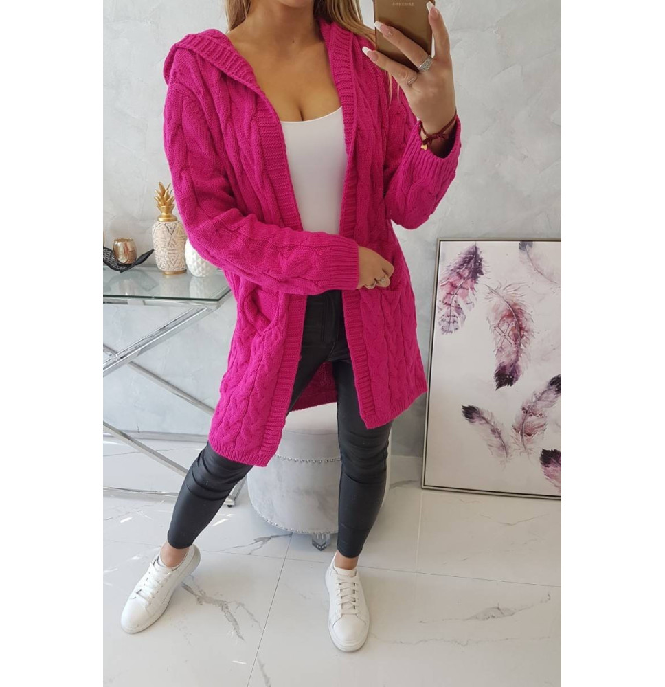 Női pulóver kapucnival és zsebekkel MI2019-24 fukszia