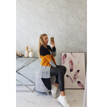 Női pulóver, széles csíkokkal MI2019-12 okker