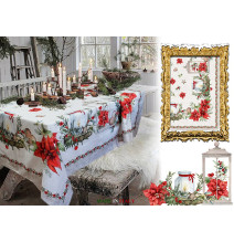 Karácsonyi terítő Karácsonyi rózsák 140x180 cm Made in Italy