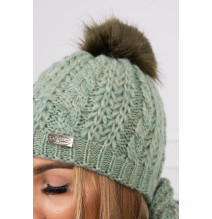 Női téli kalap és sál MIK199 zöld