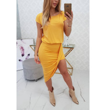 Női aszimmetrikus ruha MI61524 okker