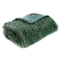 Szőrme takaró ezüst cérnával Tiffany sötétzöld