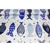 Anyag pamut kék hal