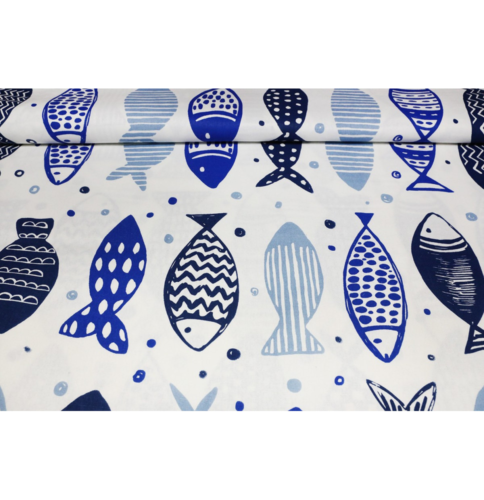 Anyag pamut kék hal