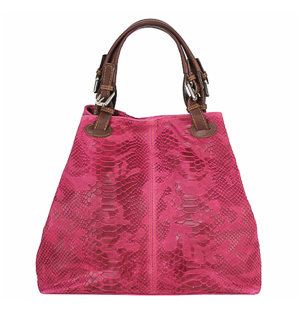 Bőr kézitáska nyomtatási táska 35 fukszia