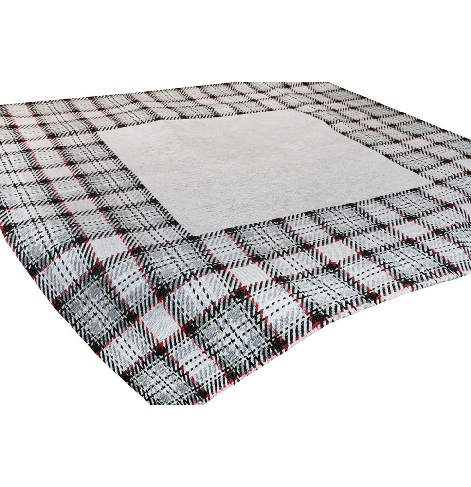 Gobelin asztalterítő Tartán szürkésbarna 90x90 cm Chenille IT025