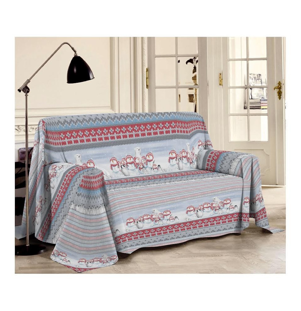 Takaró a kanapén/Pléd piros Hóember