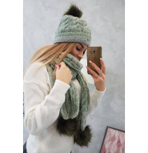 Női téli kalap és sál MIK122 zöld