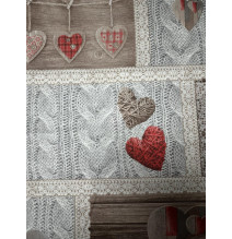 Pamut szövet Shabby love piros szívek, h. 145 cm