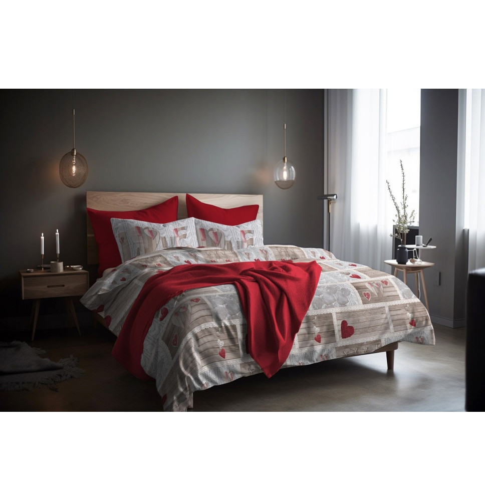 Pamut ágynemű Shabby Love piros Made In Italy