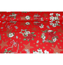 Anyag Pamut Karácsonyi piros, m. 140 cm