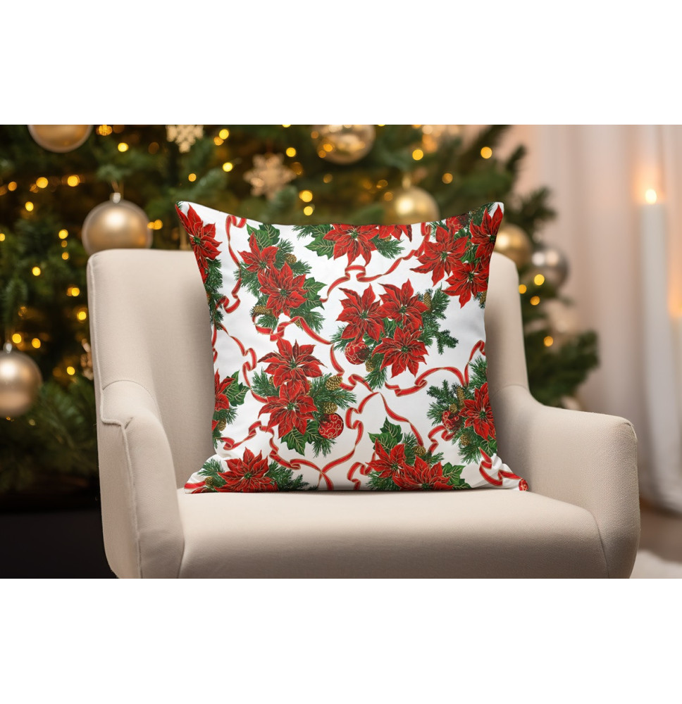 Párnahuzat karácsonyi rózsa fehér