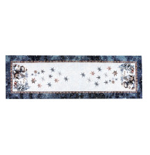 Luxus karácsonyi gobelin asztali futó lurexszel - Varázslatos Mikulás és hópelyhek