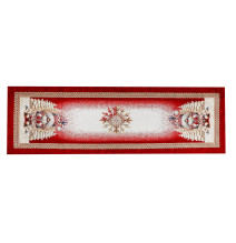 Luxus karácsonyi gobelin asztali futó karácsonyi manó és arany Lurex cérnával