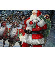 Karácsonyi gobelin párnahuzat lurexszel - Mikulás szarvassal