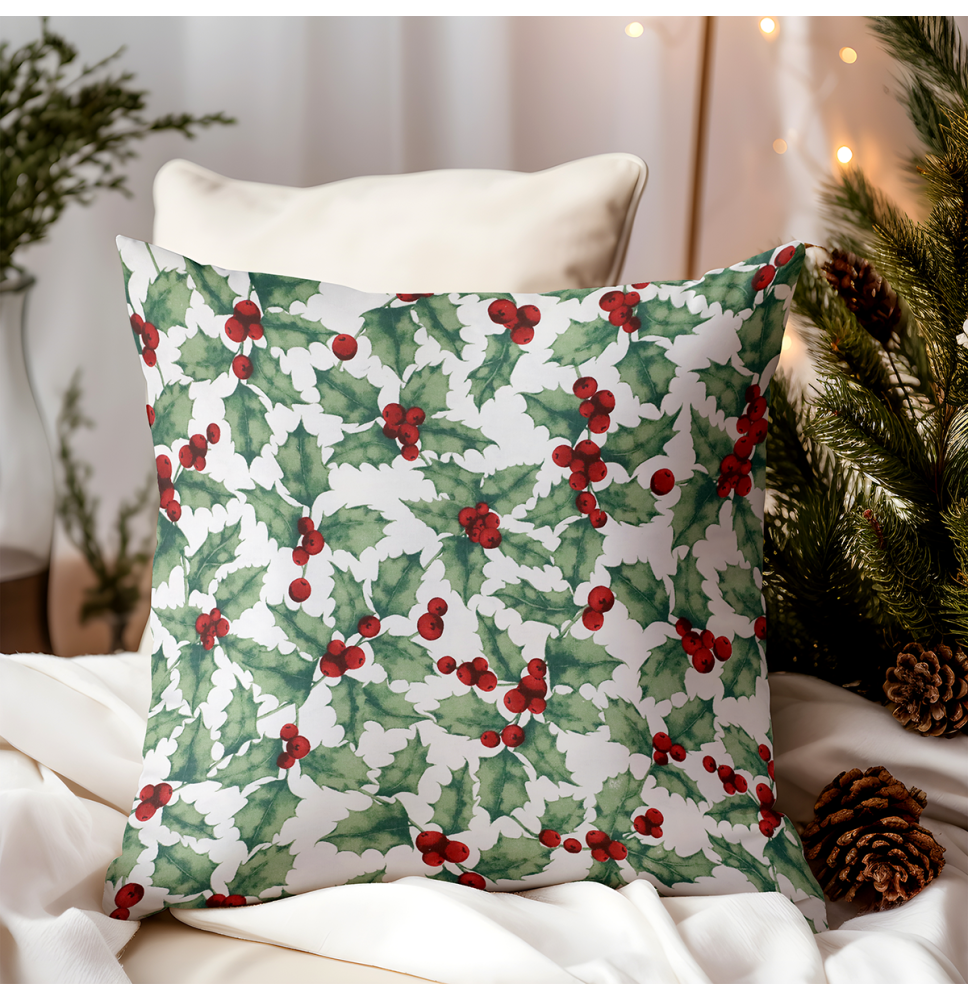 Karácsonyi párnahuzat magyal motívummal