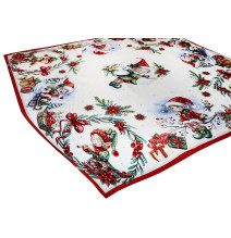 Karácsonyi gobelin terítő manókkal - lurexszel szőtt