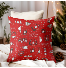 Karácsonyi pamut párnahuzat Mikulás pirosban