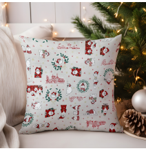 Karácsonyi pamut párnahuzat Mikulás bézs színű