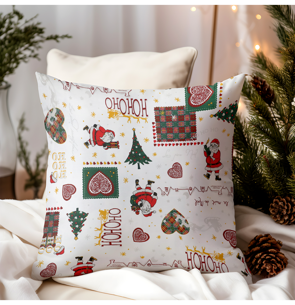 Karácsonyi pamut párnahuzat HoHoHo