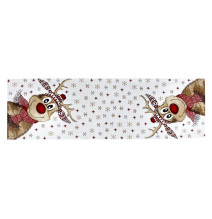 Karácsonyi zsenília terítő vidám rénszarvas motívummal Chenille IT031