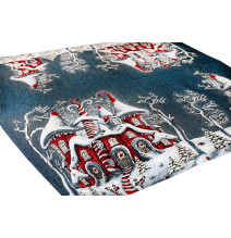 Karácsonyi zsenília terítő Varázslatos téli ház 90x90 cm Chenille IT038
