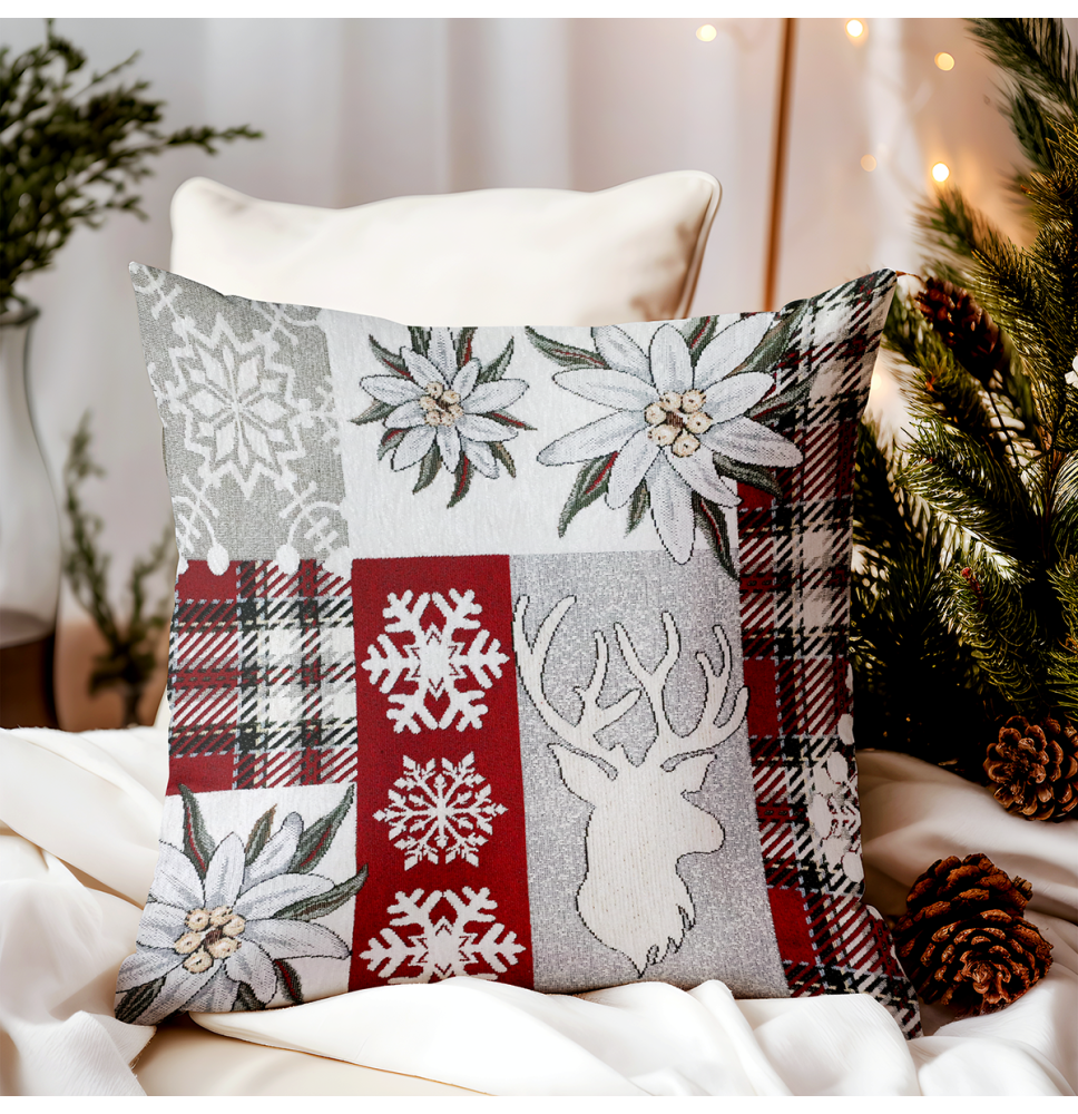 Téli zsenília párnahuzat "Red Elegance"