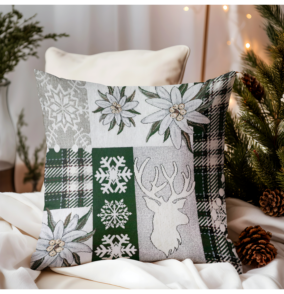 Téli zsenília párnahuzat "Green Elegance" Chenille IT041